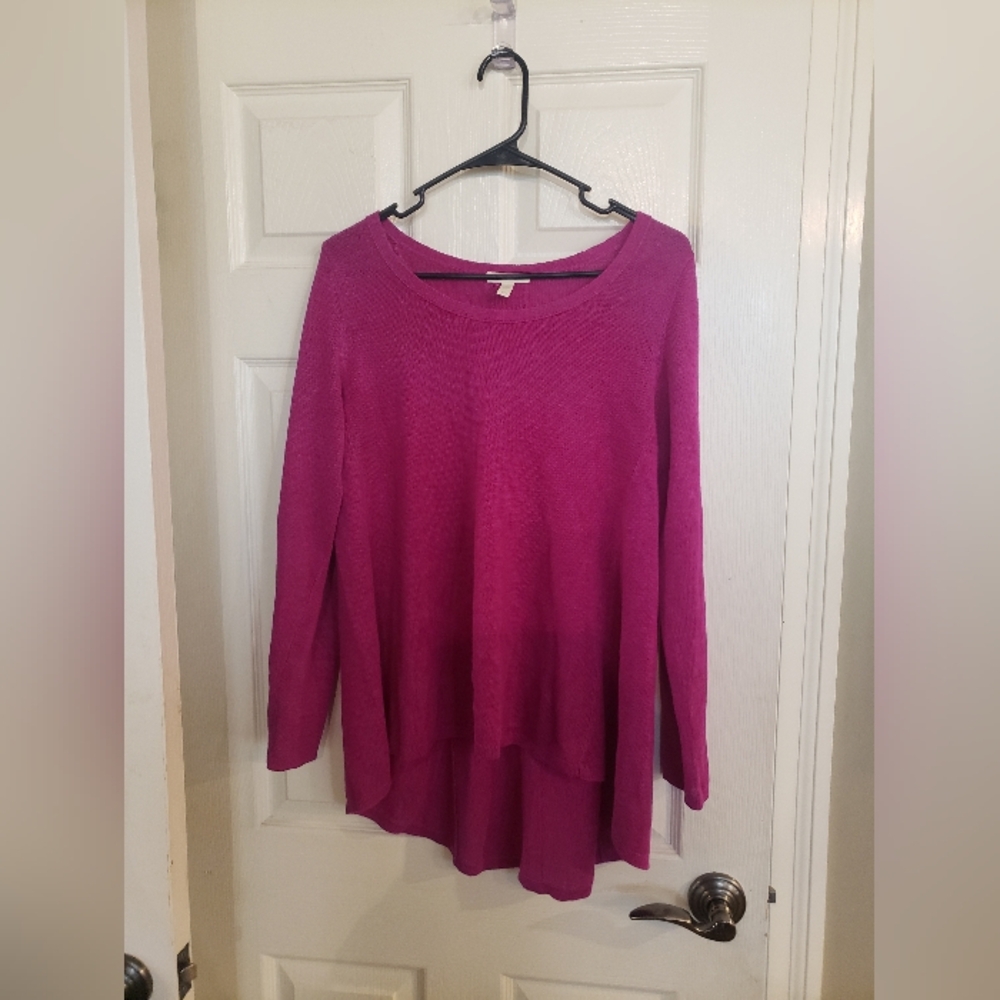 Eileen Fisher Women's 100% Organic Linen Magenta Sweater Medium